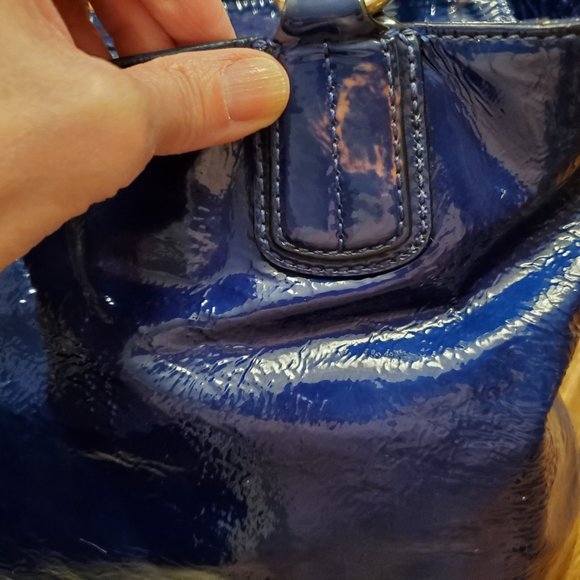 Vintage Coach Madison Patent Leather Purse Ultra Marine Blue Silver Hardware - Picture 15 of 16